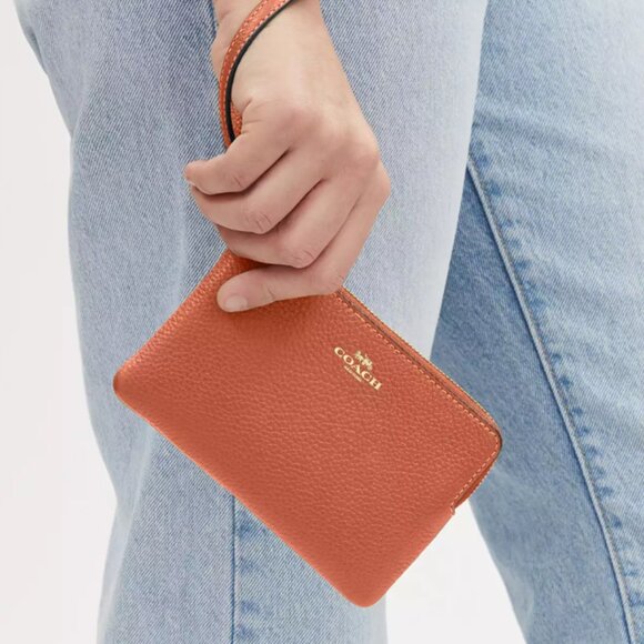 COACH Brown Corner Zip Wristlet - Picture 4 of 8